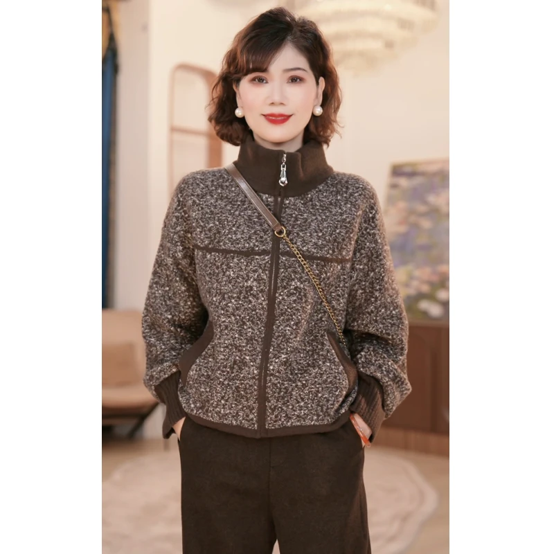 年轻妈妈秋装时尚气质外套2025新款洋气中老年女装上衣加厚保暖