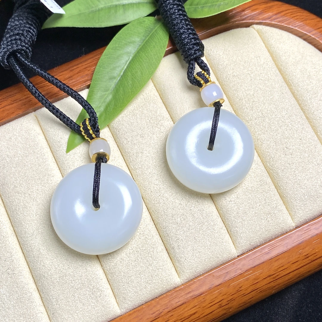 和田玉俄料白玉平安扣-约28*10mm-HST250824004-1-SY多样发一