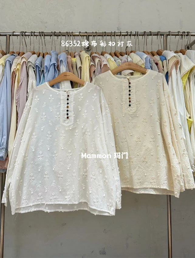 叨叨推荐款 MM#86352#绣花彩扣衬衣 FL
