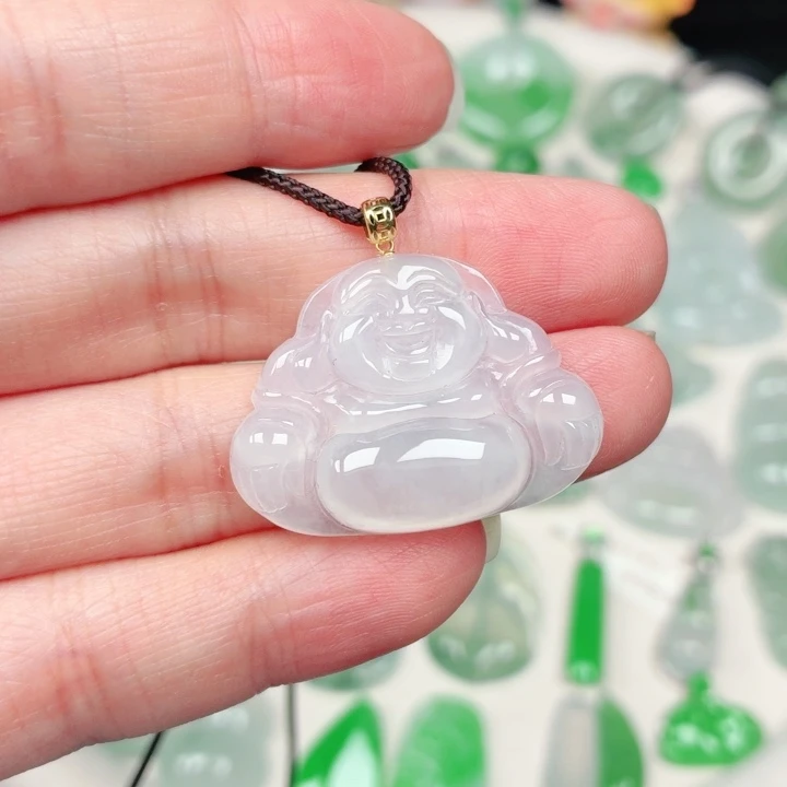 颈饰18K金镶嵌翡翠缅甸天然A货翡翠