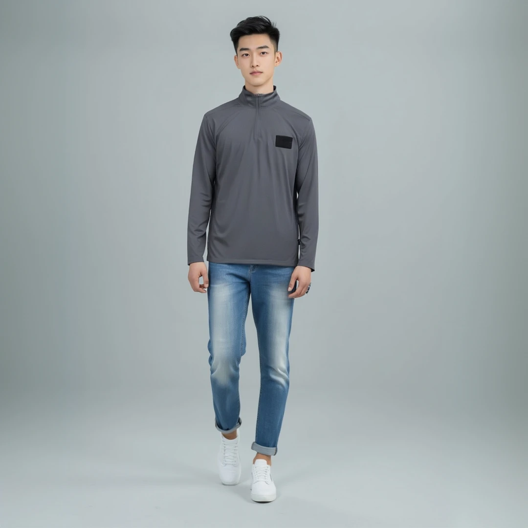 男士灰色速干卡家长袖10