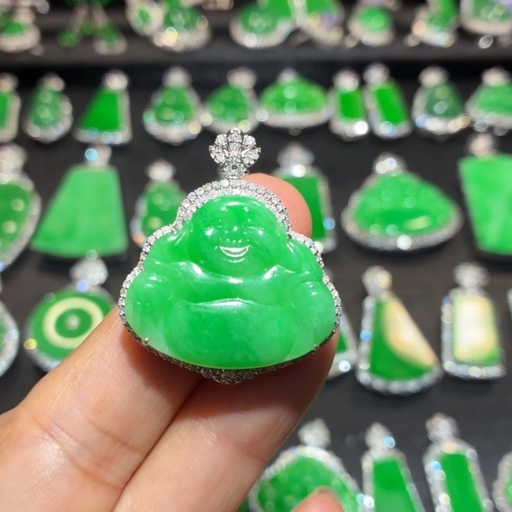 翡翠18K金镶嵌吊坠(不含链)