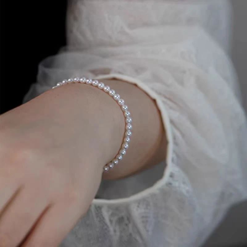 925银银制品 《雨露》冷白温润如玉绸缎光手链5MM左右