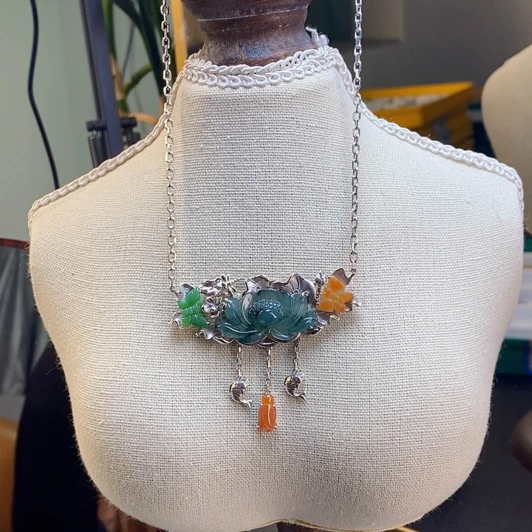 翡翠银S925镶嵌颈饰13527