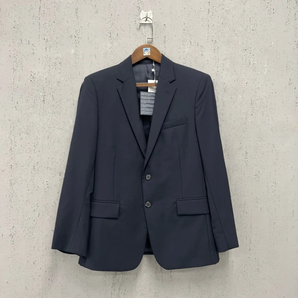 未使用 Prada/普拉达 黑色垫肩羊毛西装外套48码 Z00288