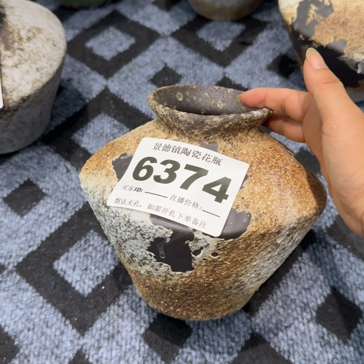 瓷片景德镇高温花器编码6374高18口6默认无孔