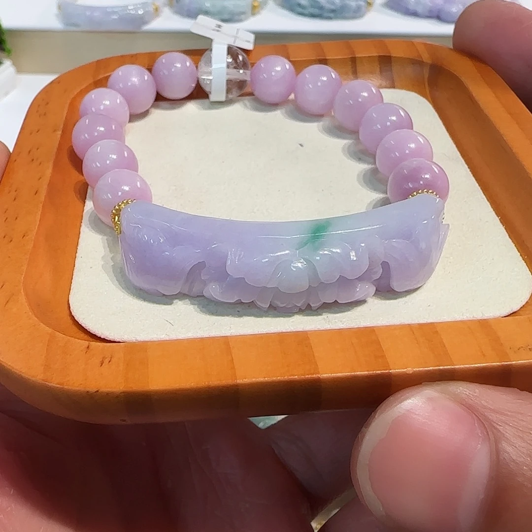 翡翠未镶嵌颈饰满紫阳绿牡丹货头