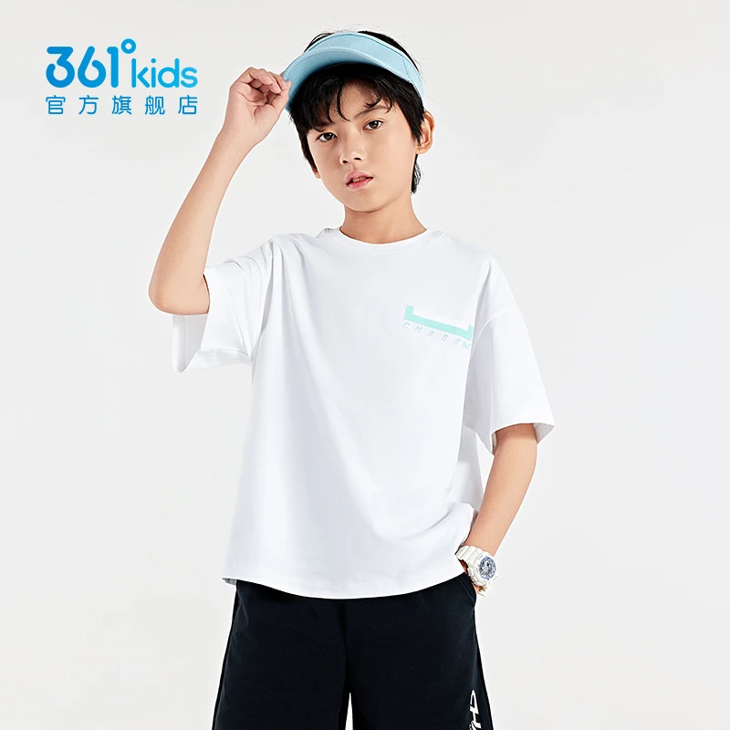 高能感361°儿童吸湿速干短袖夏凉感抗皱短装上衣宽松舒适时尚T恤