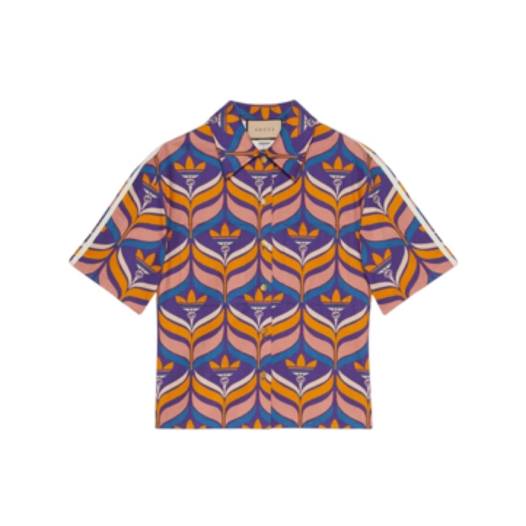 95新 GUCCI/古驰 Logo满印印花短袖袖/38码/A01696/少扣子
