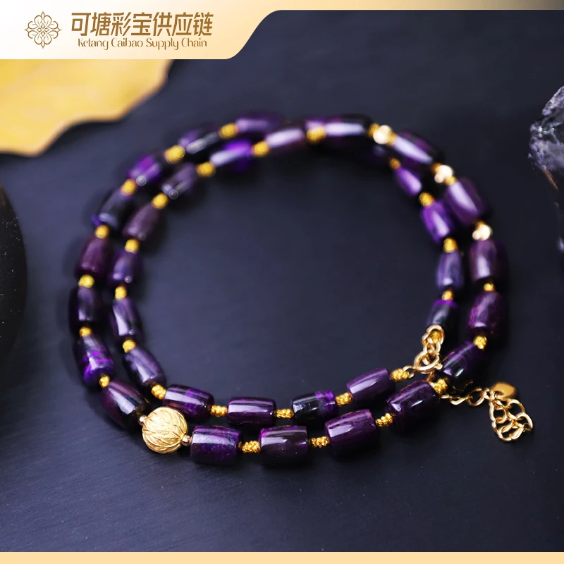 南非舒俱来 18K金 老油紫 舒俱来桶珠项链 KTCB-4100