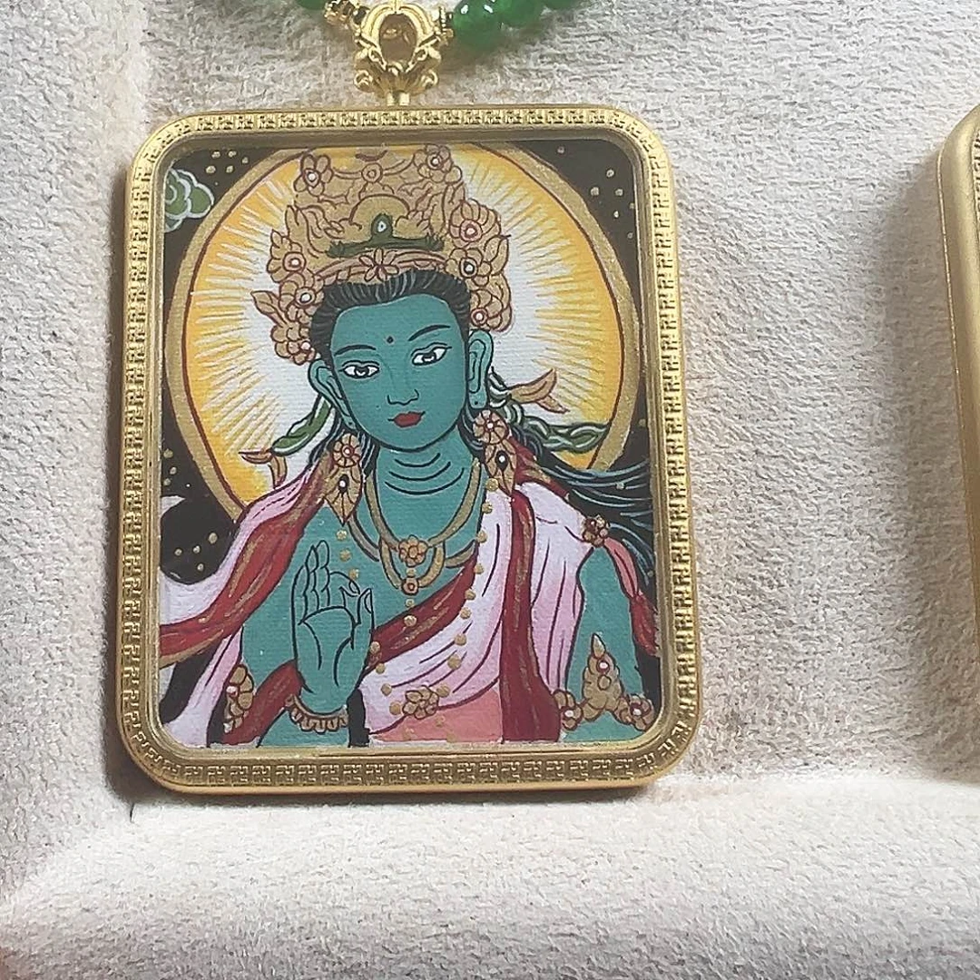 ****对吊坠绿度母纯手绘一尊