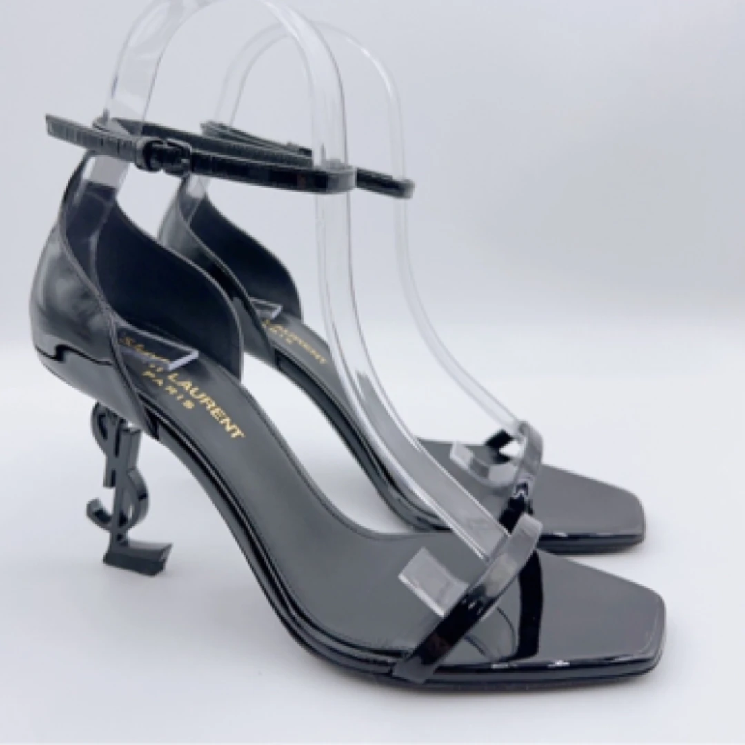 99新 YSL/圣罗兰 36码/黑色绑带高跟鞋/00788