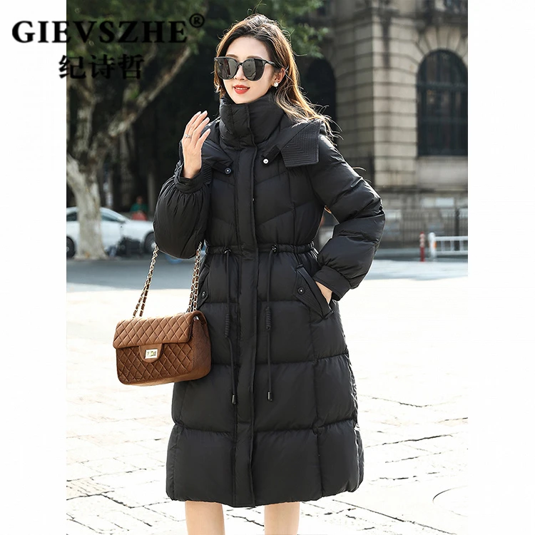 纪诗哲宽松爆款羽绒服女2025冬季新款设计感收腰显瘦长款加厚外套
