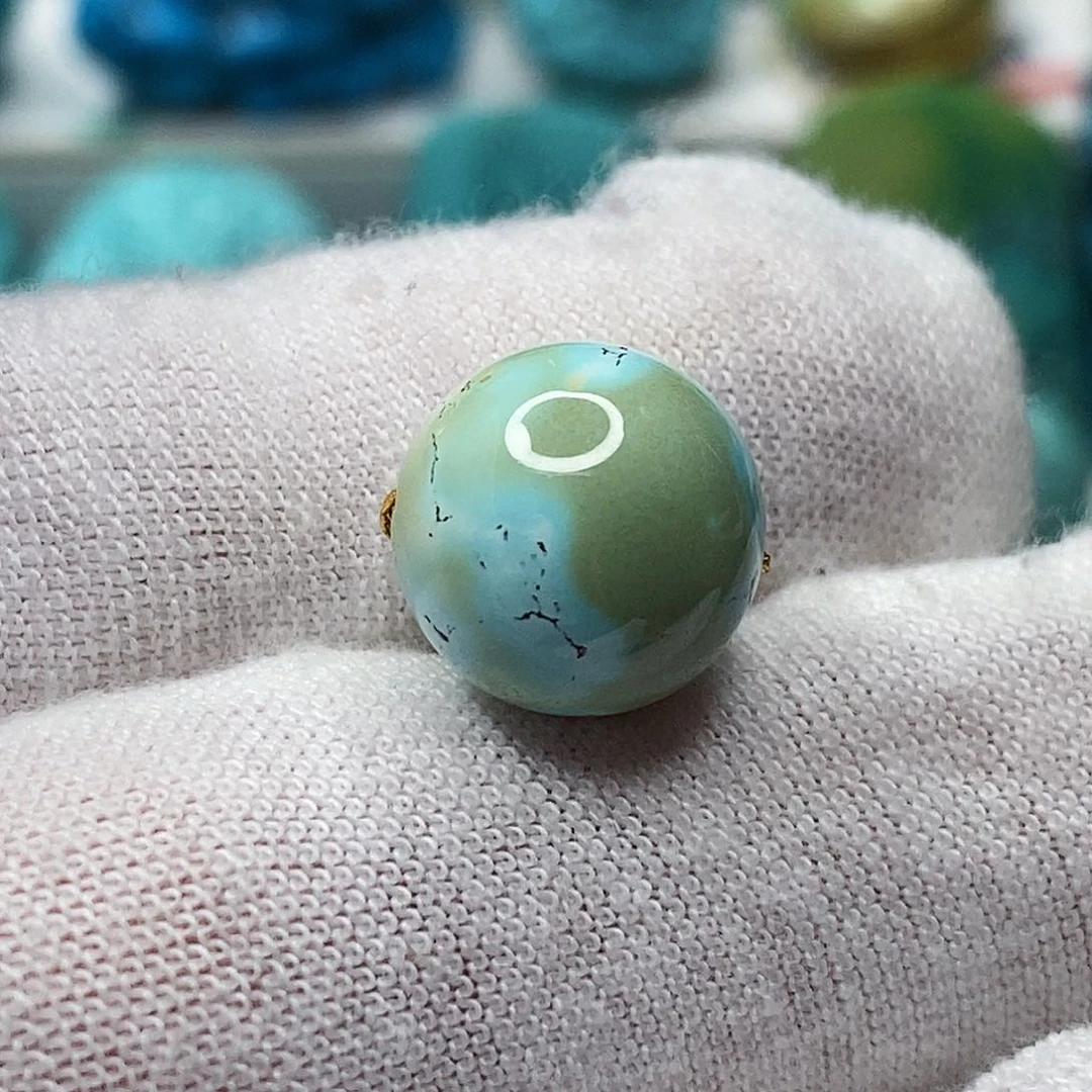 银S925镶嵌绿松石天然原矿 带武汉地大证书