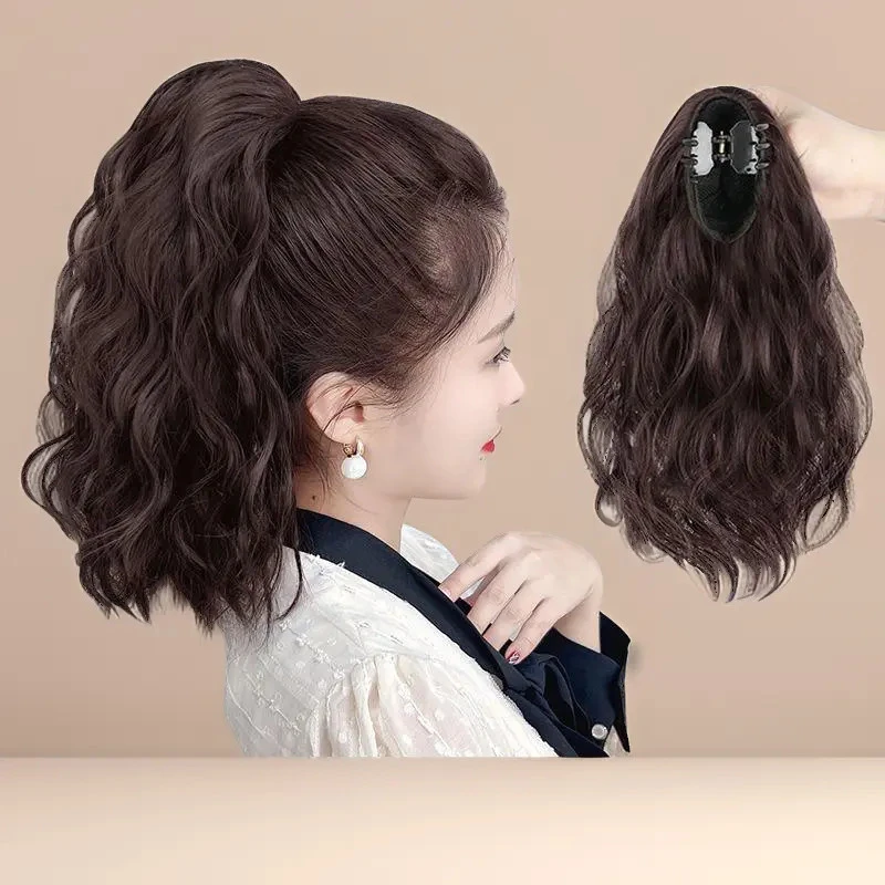 时尚女长发仿真发丝抓夹式水波纹马尾隐形无痕自然逼真时尚女马尾