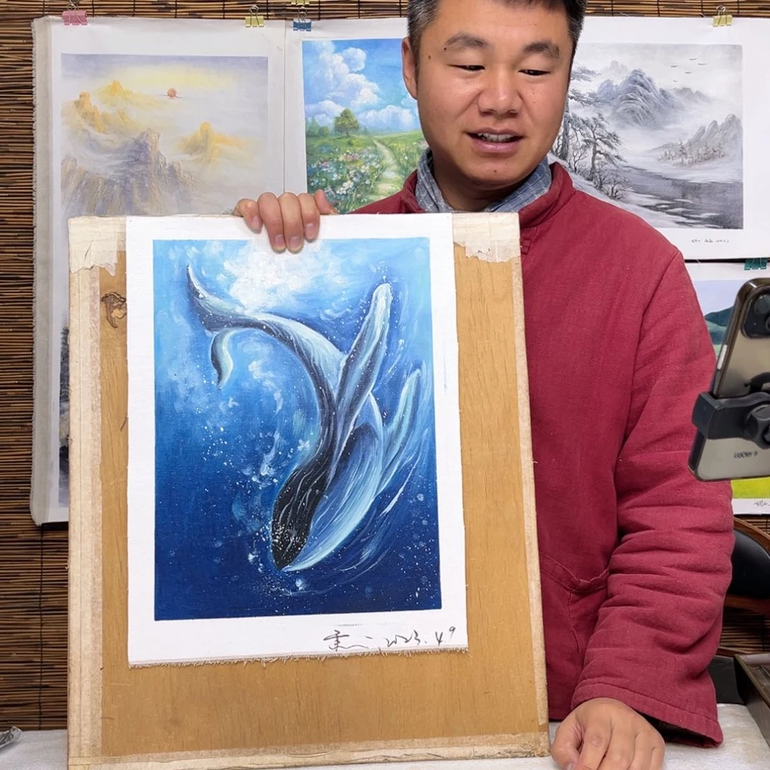 油画行路人小院绘画作品竞拍