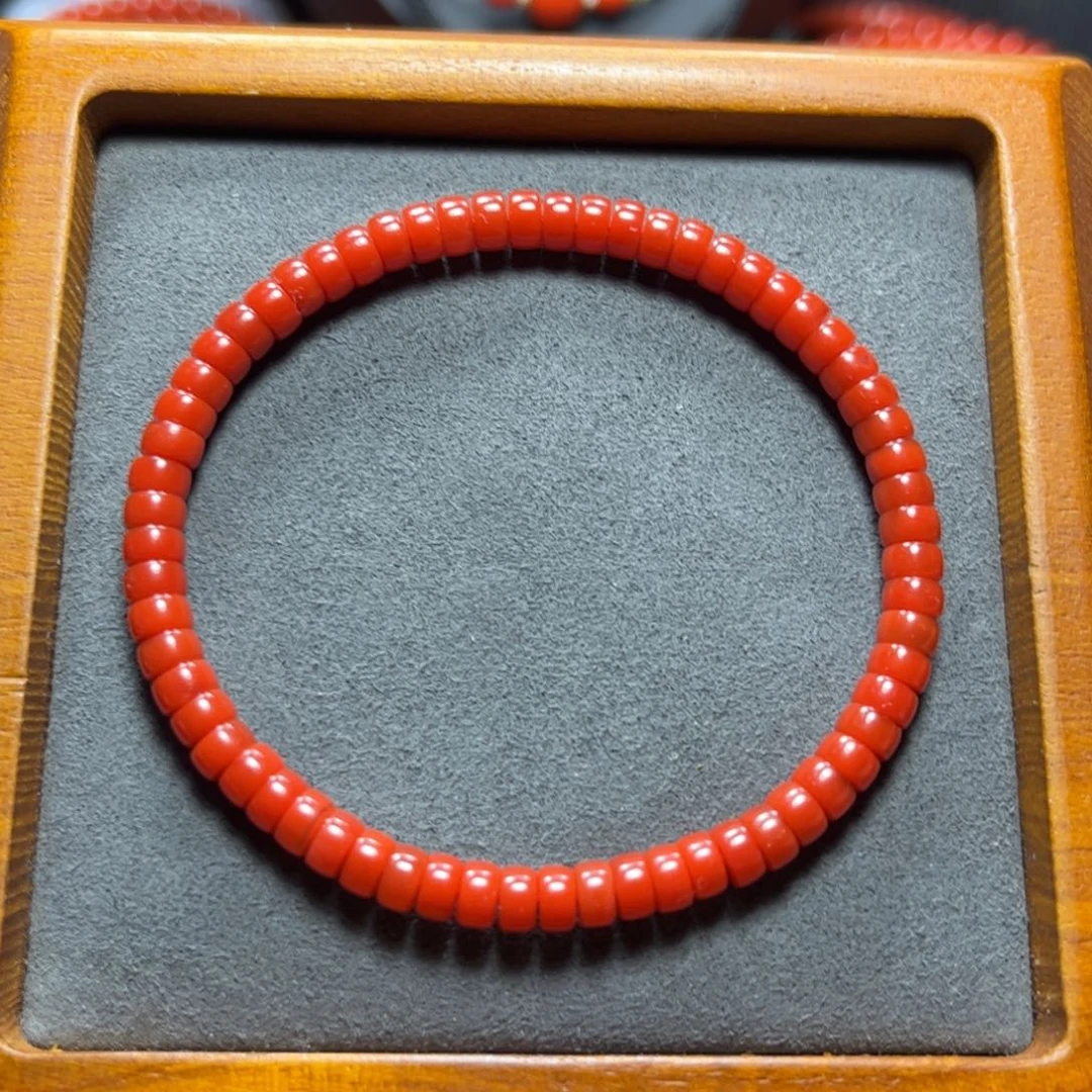 南红玛瑙未镶嵌锦红药片单圈5mm