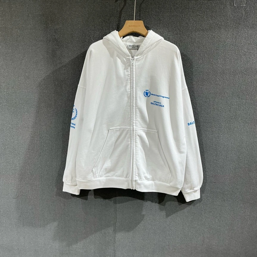 未使用 Balenciaga/巴黎世家 （pm）WFP粮食署拉链帽衫带吊1码/1856