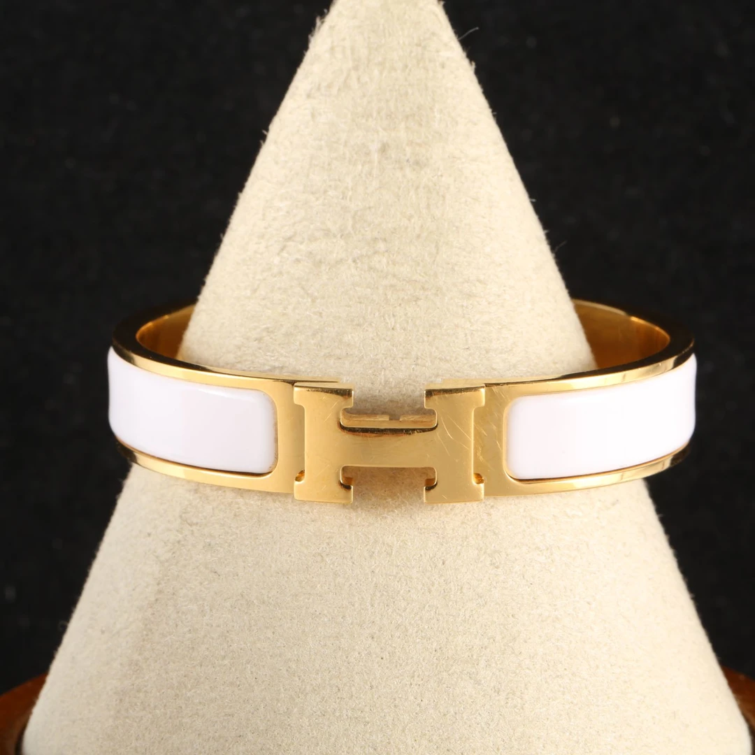 95新 Hermes/爱马仕 【黑黑】Clic H 窄版 15号 珐琅扣手镯