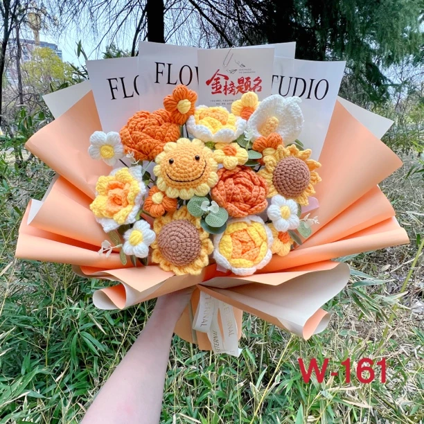 毕业中高考向日葵纯手工毛线花束送孩子成人礼成品仪式感生日礼物