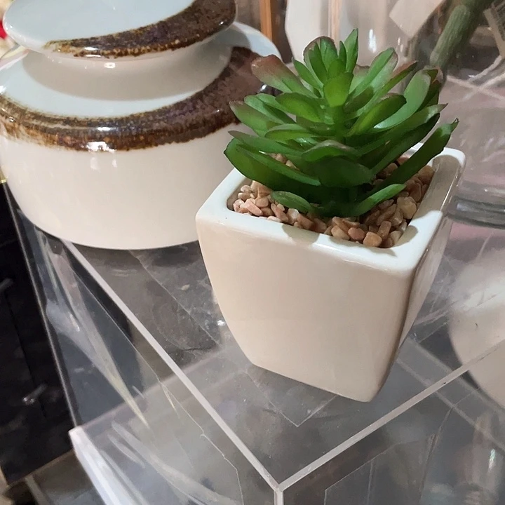 陶瓷花瓶，仿真绿植。