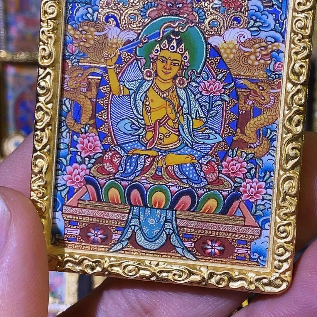 吊坠文殊，热贡纯手绘唐卡