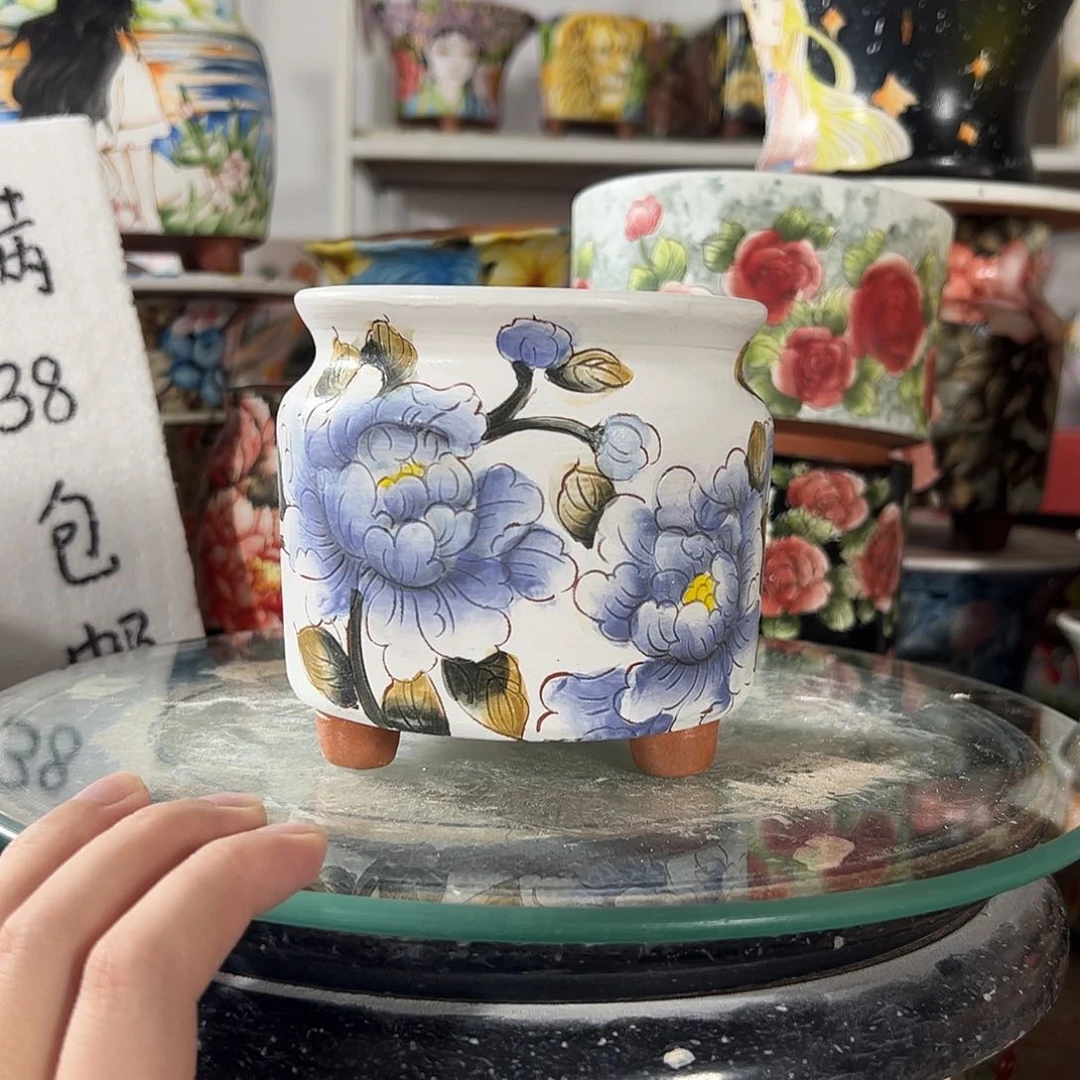 景德镇手绘花盆幸运花盆