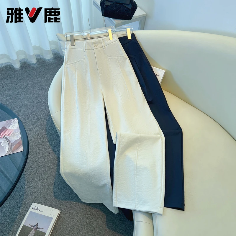 V/雅鹿2025新款高腰显瘦休闲裤女秋季爆款宽松直筒裤长裤阔腿裤子
