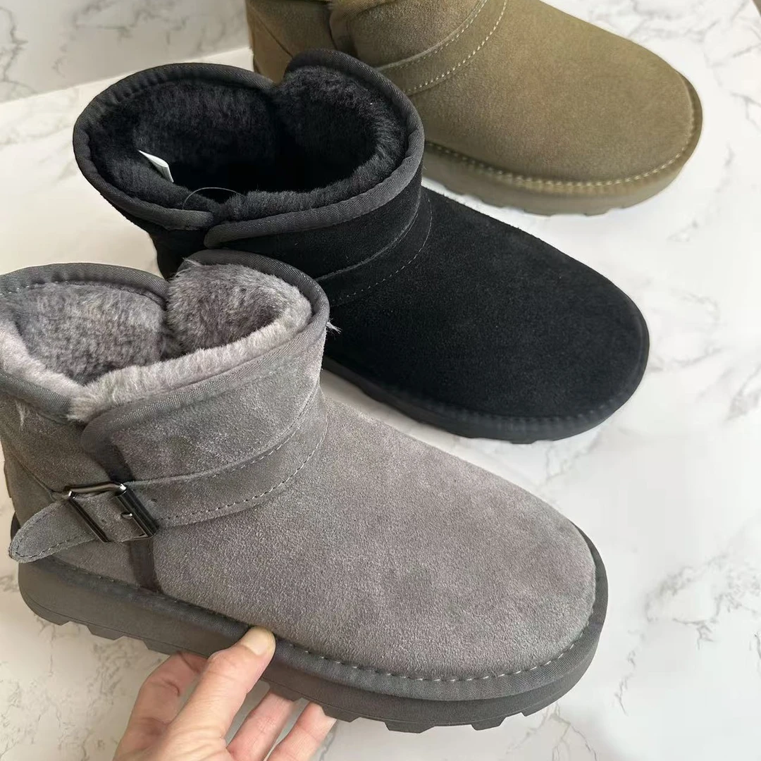 宠粉男士冬季皮毛一体加厚防滑保暖休闲雪地靴数量有限