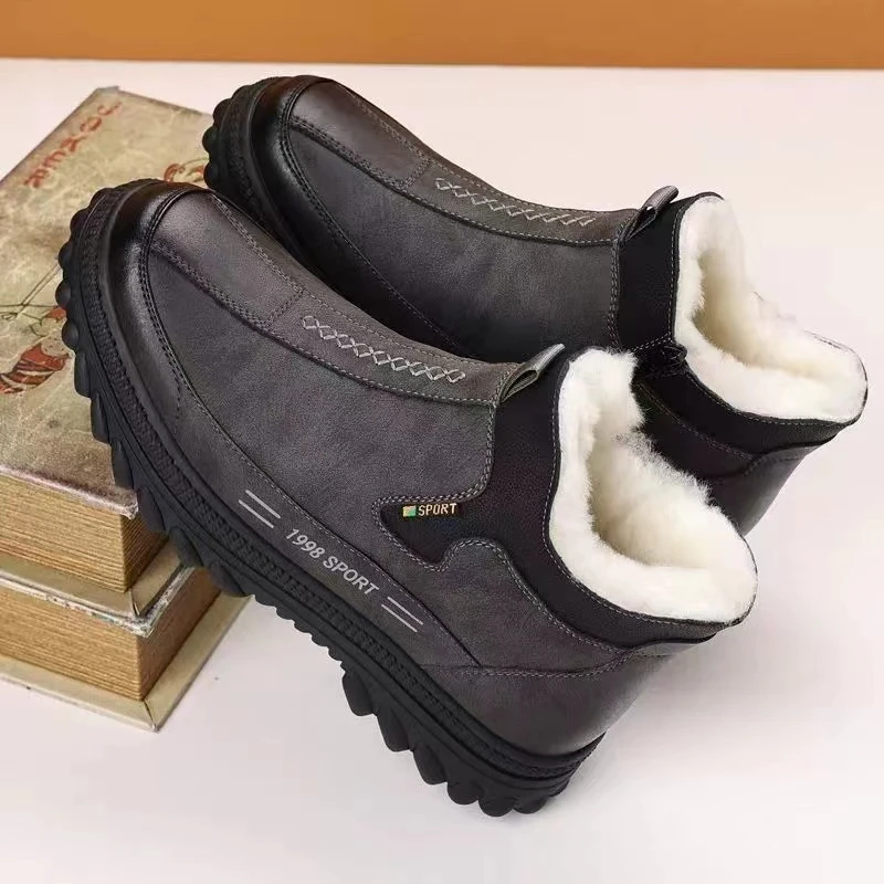 棉鞋男款冬季加绒加厚保暖高帮棉鞋皮面一脚男士冬季户外登山棉鞋