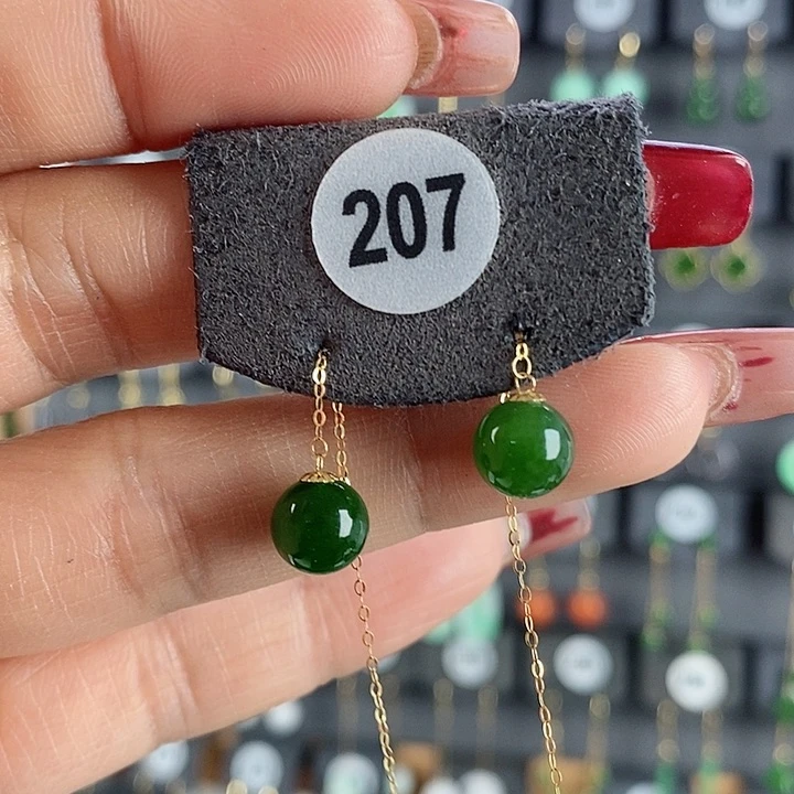 和田玉耳饰18K金镶嵌