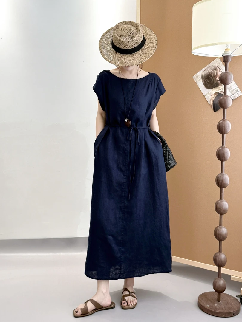 FUJIA STYLE新款时尚百搭简约气质纯色休闲连衣裙Q7350