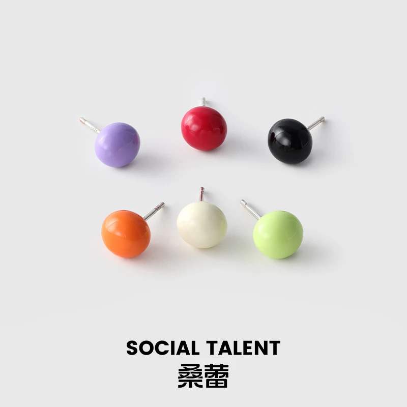 合金珐琅耳饰 【小糖豆】桑蕾耳钉简约时尚小众多巴胺耳饰紫色耳饰