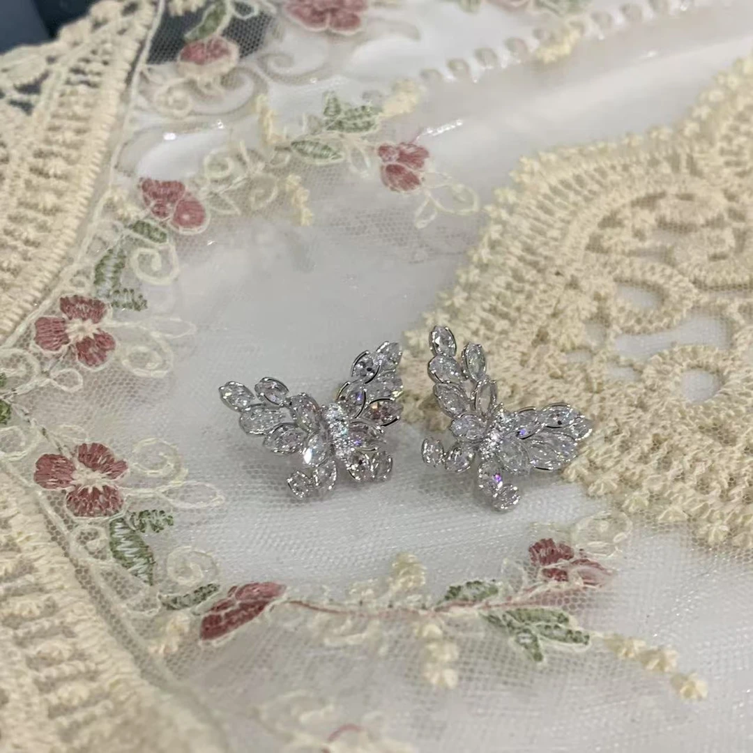 合金耳饰  轻奢闪亮蝴蝶精致气质款耳环-1845101