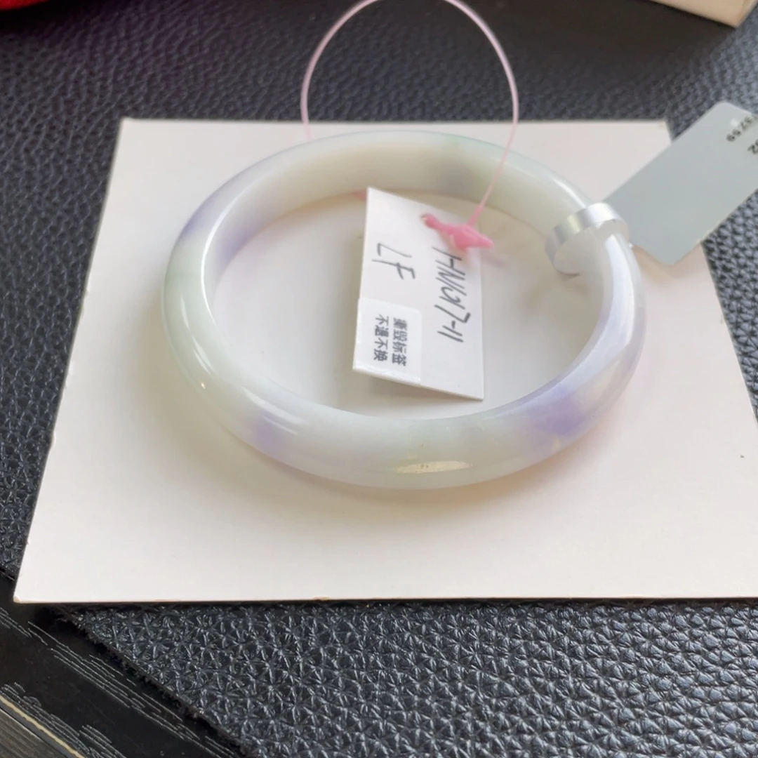 翡翠未镶嵌手镯细腻春彩正圈5859