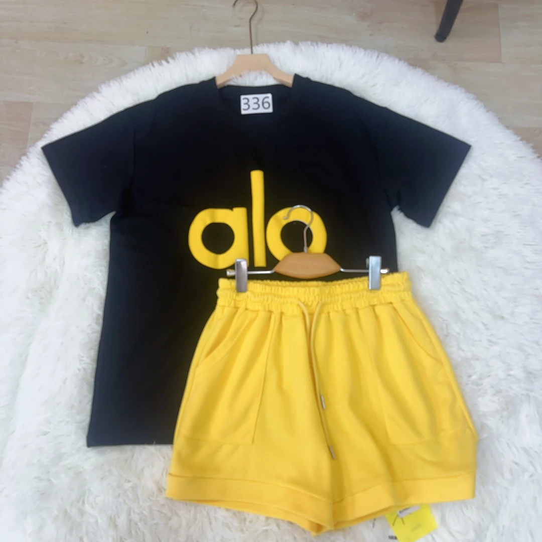 歌如虹Oversize风短袖套装欧式字母发泡T恤女款夏季印花风(336)