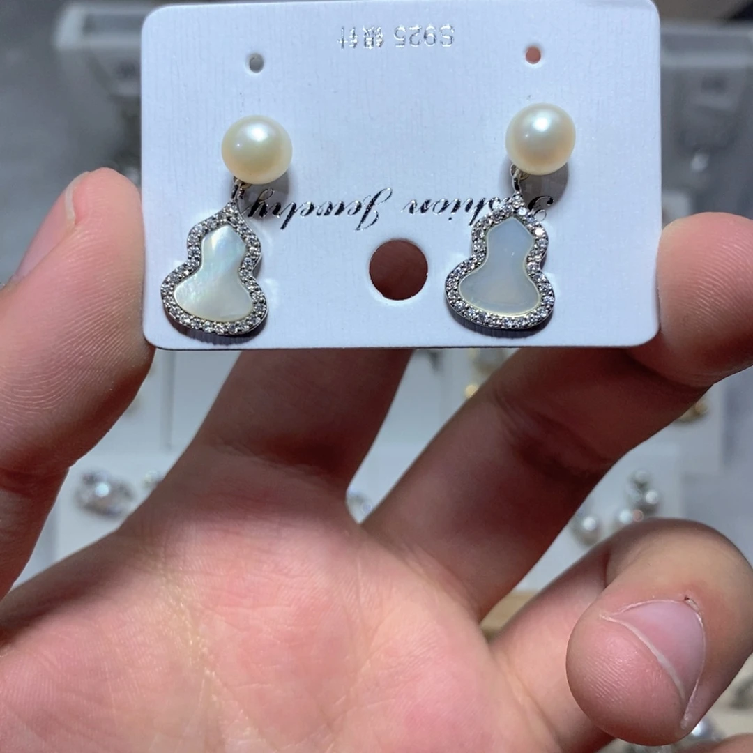 耳饰淡水珍珠银S925镶嵌