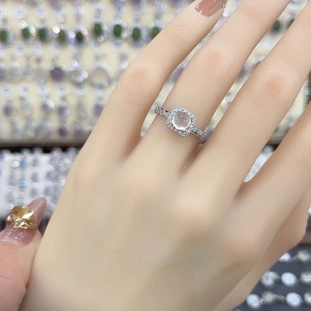 蛇纹石玉银S925镶嵌戒指