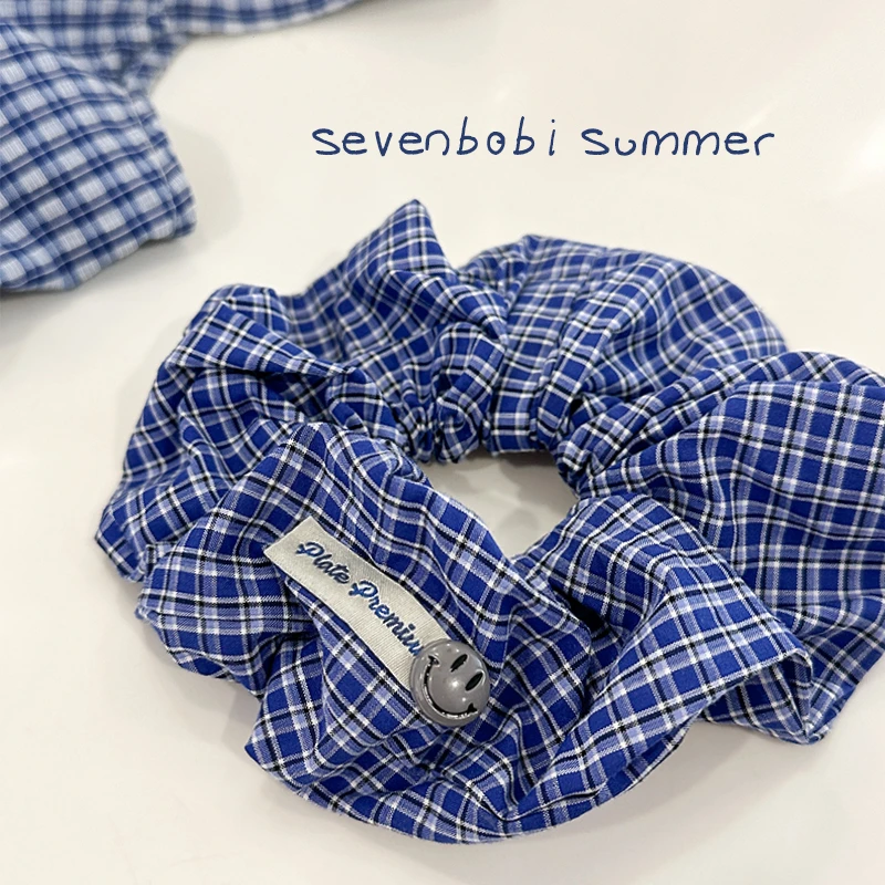 SKC2569女童韩系格子发绳发圈百搭新款猪大肠发圈气质休闲皮筋