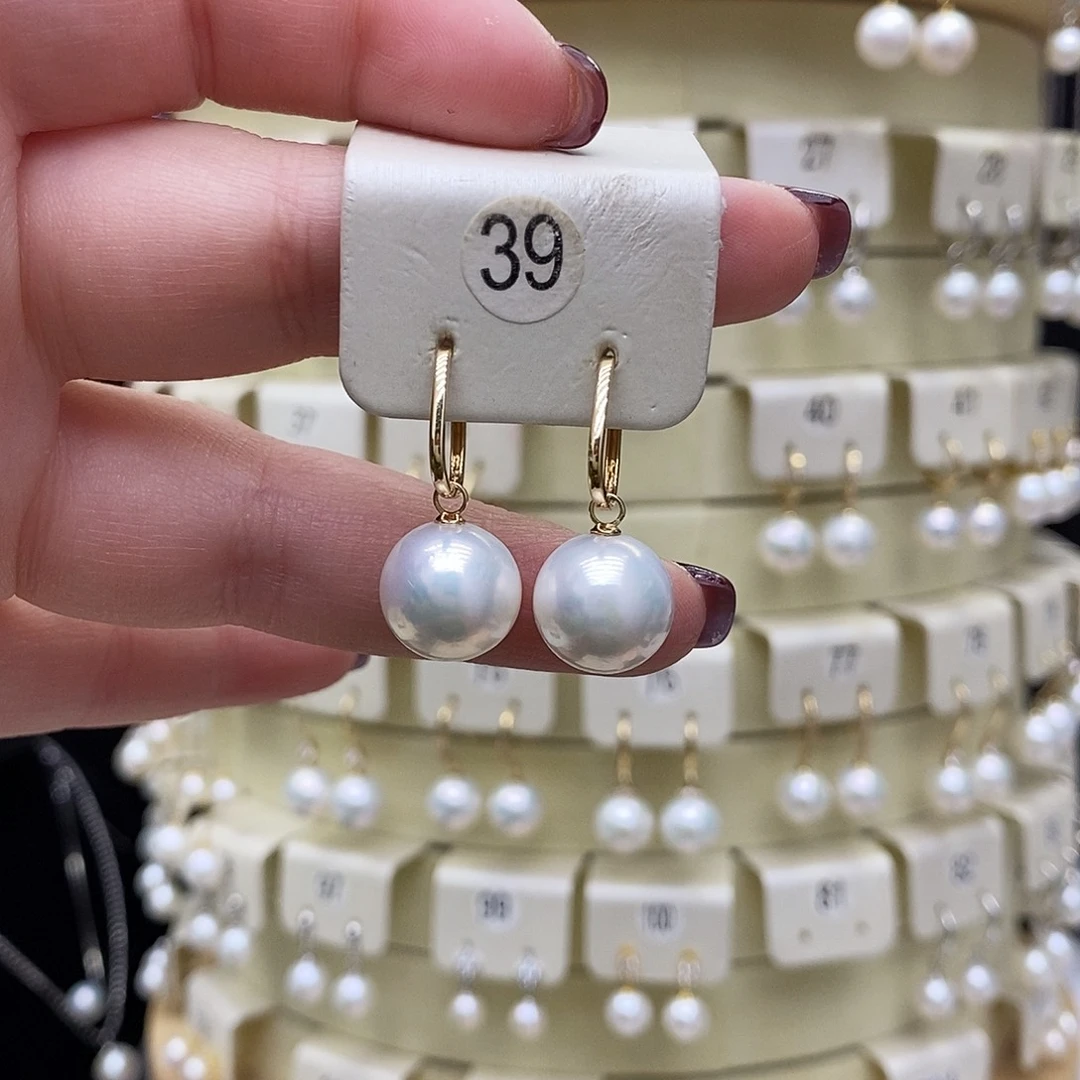 淡水珍珠耳饰18K金镶嵌