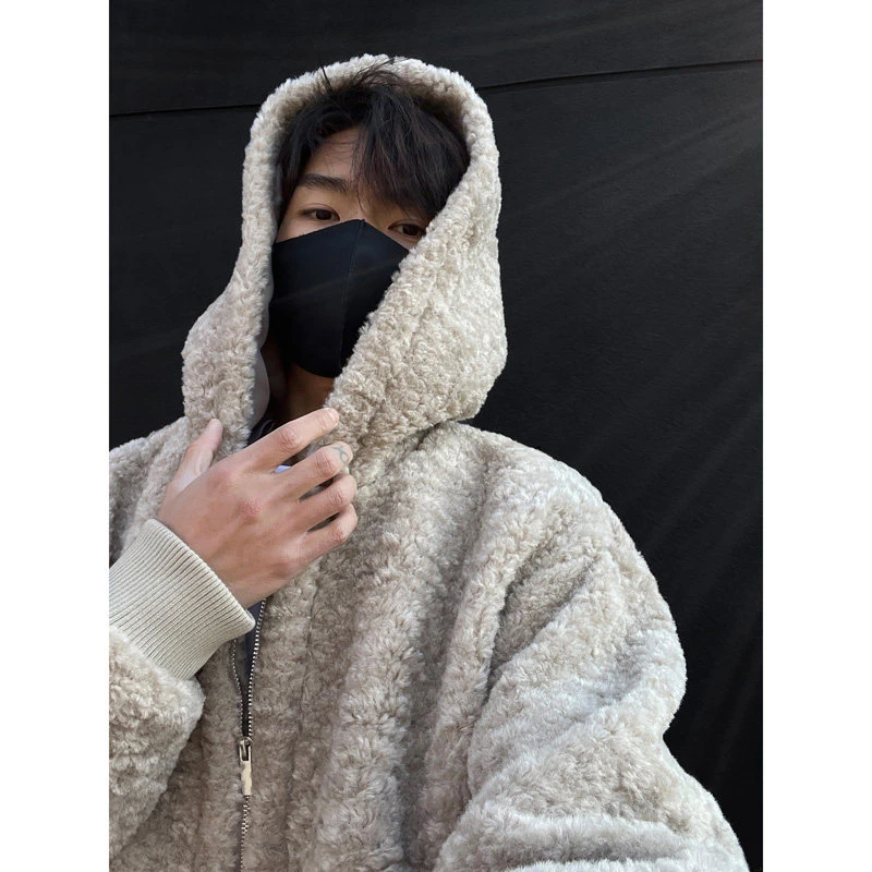 羊羔毛棉衣男冬季加绒加厚羊羔绒外套美式cleanfit棉服青少年棉袄