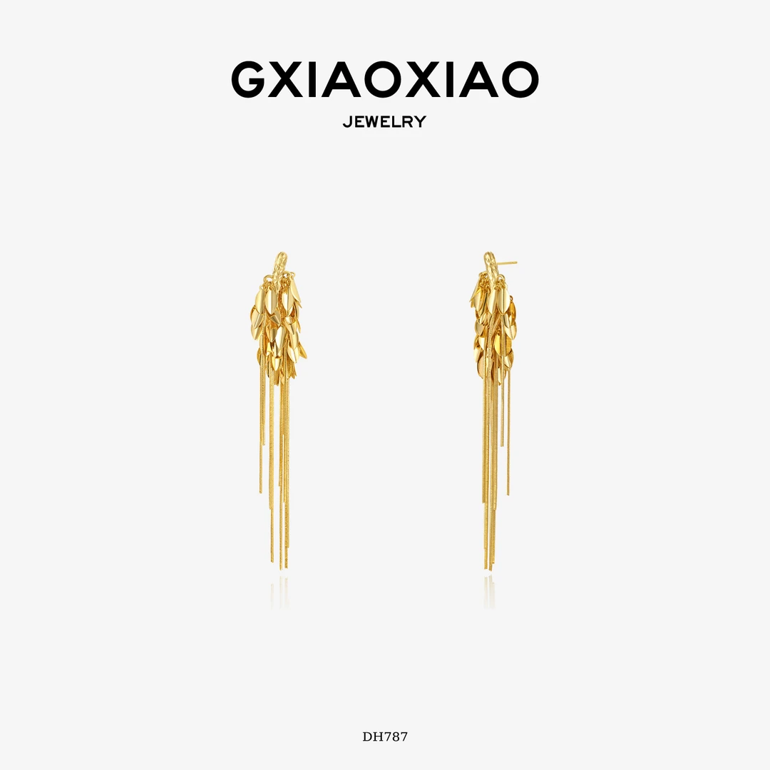 G XIAOXIAO 气质复古设计款色叶流苏耳环 DH787新年礼物