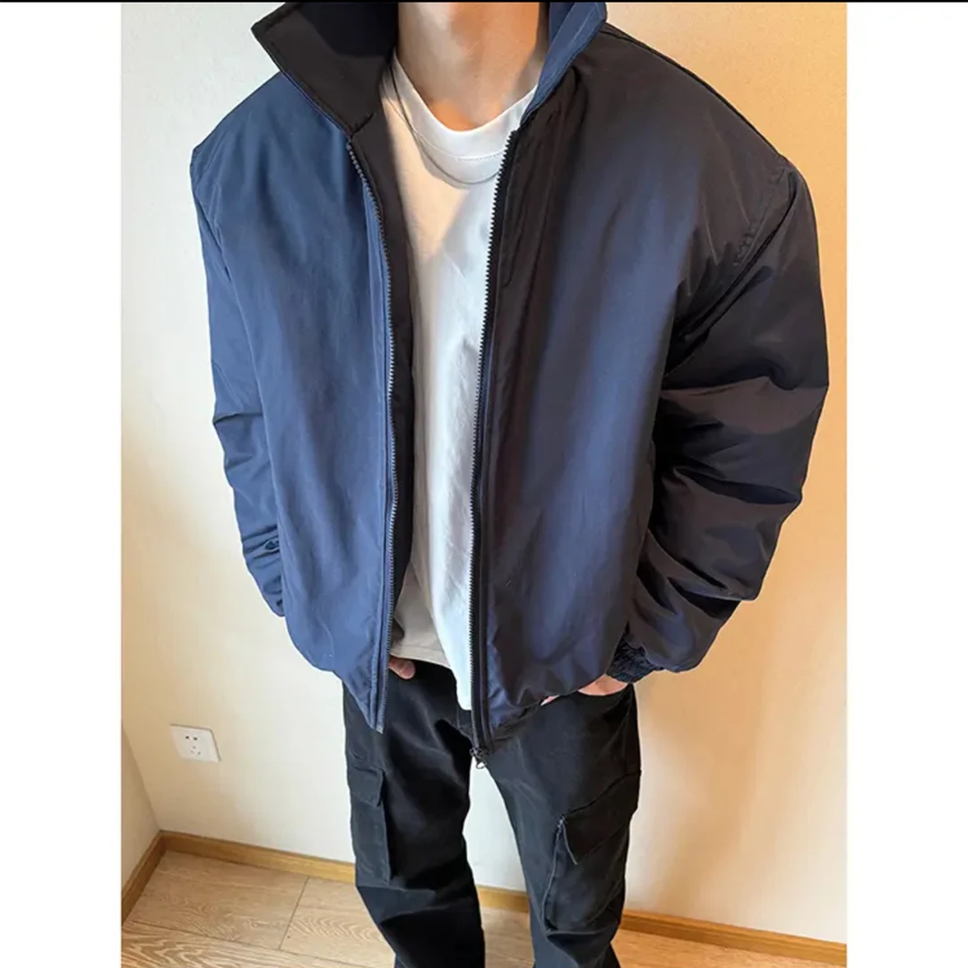 男生显壮宽肩棉衣基础款加厚保暖外套加棉夹克衫cleanfit百搭棉服