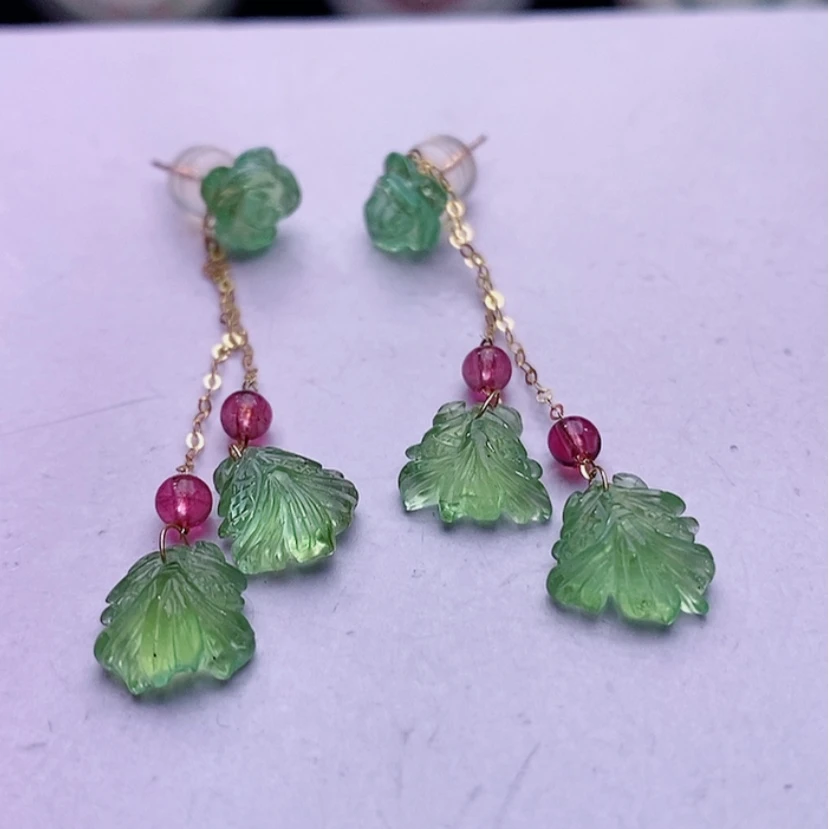 【闪购商品】碧玺耳饰18K金镶嵌碧玺耳饰