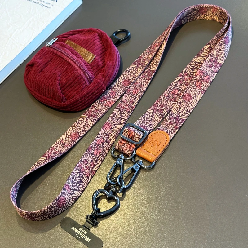 高级感手机挂绳斜挎可调节不勒挂脖零钱包耳机收纳挂饰宽版防丢绳