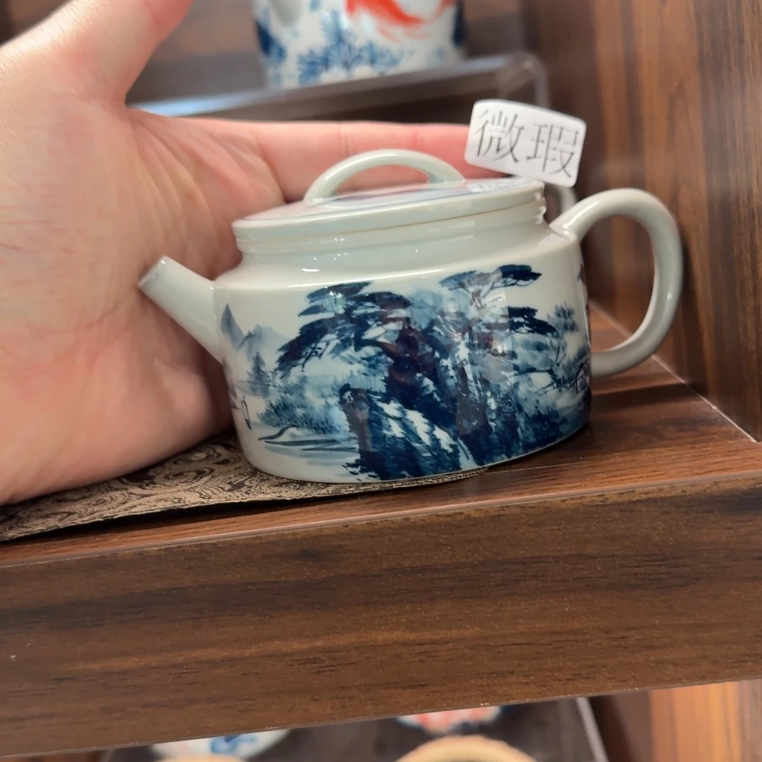 釉下手绘茶具微瑕