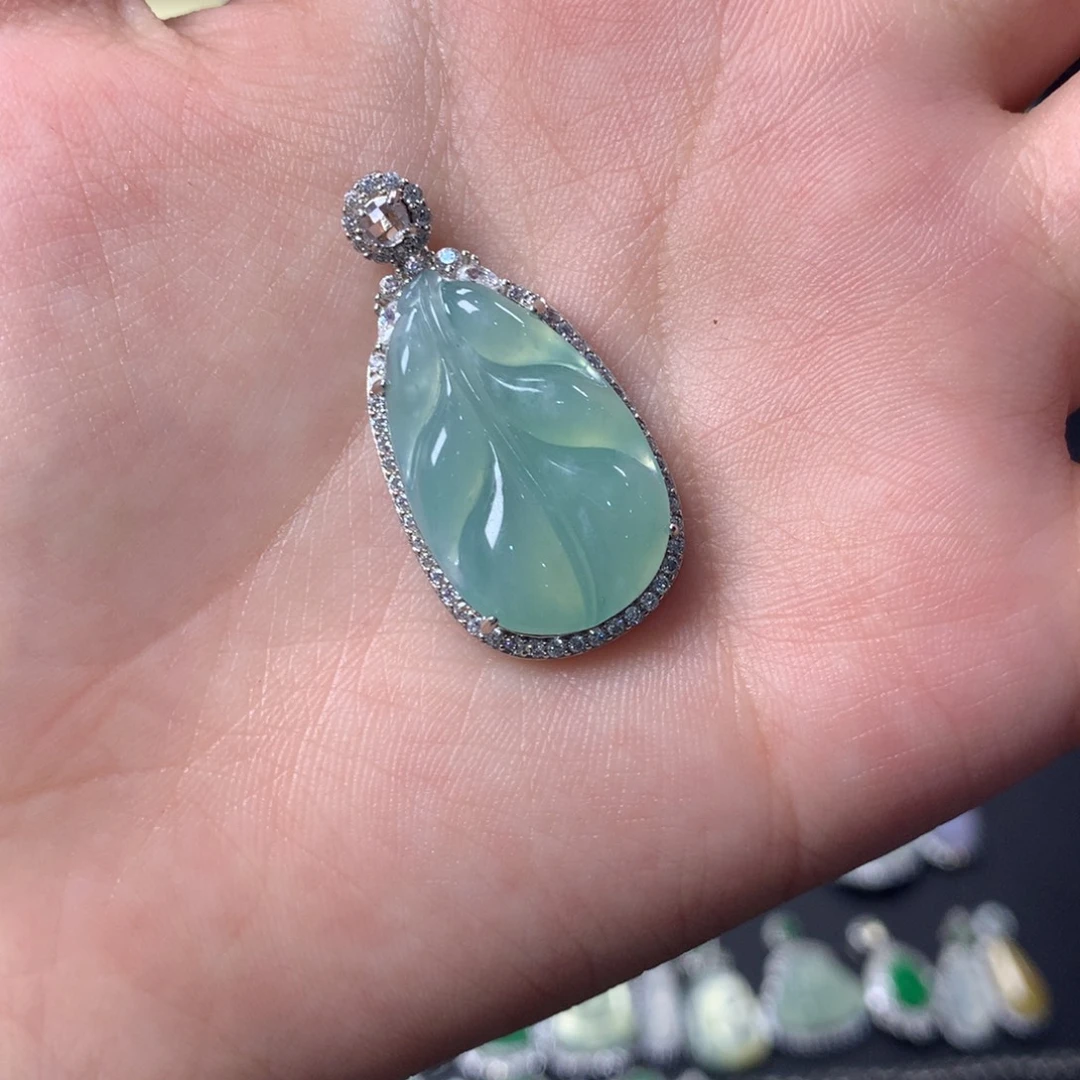 翡翠银S925镶嵌挂件