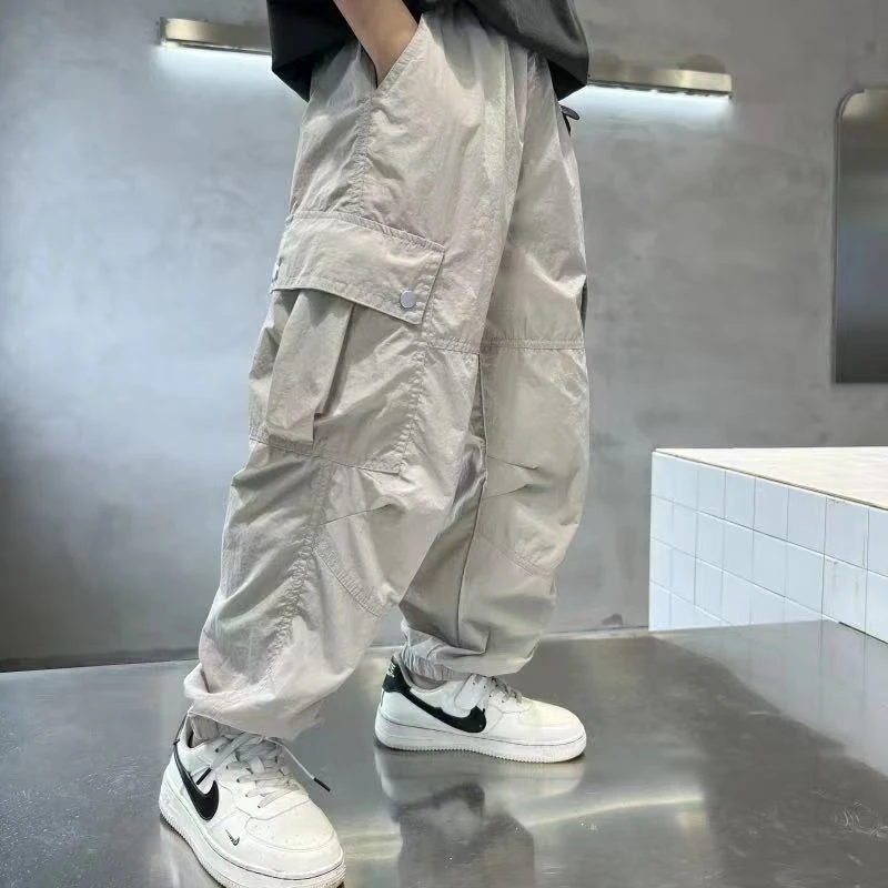 男童春夏季轻薄款防蚊裤2025新款儿童装男孩工装痞帅速干长裤子潮