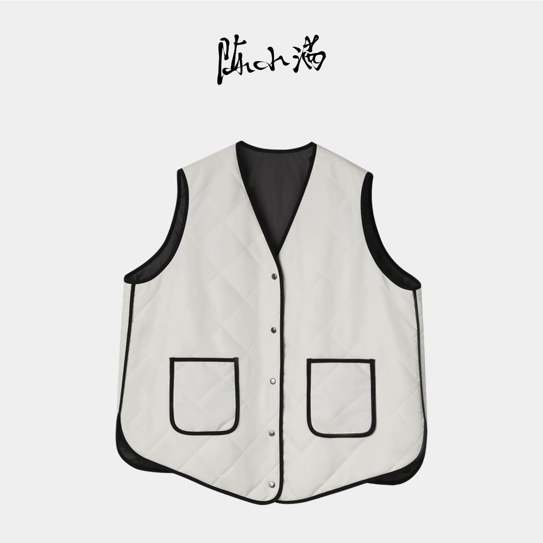 陈小满原创设计小香风90支羊毛马甲女2025冬季新款廓形空气背心