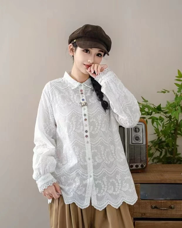 新款双扣翻领满秀衬衫